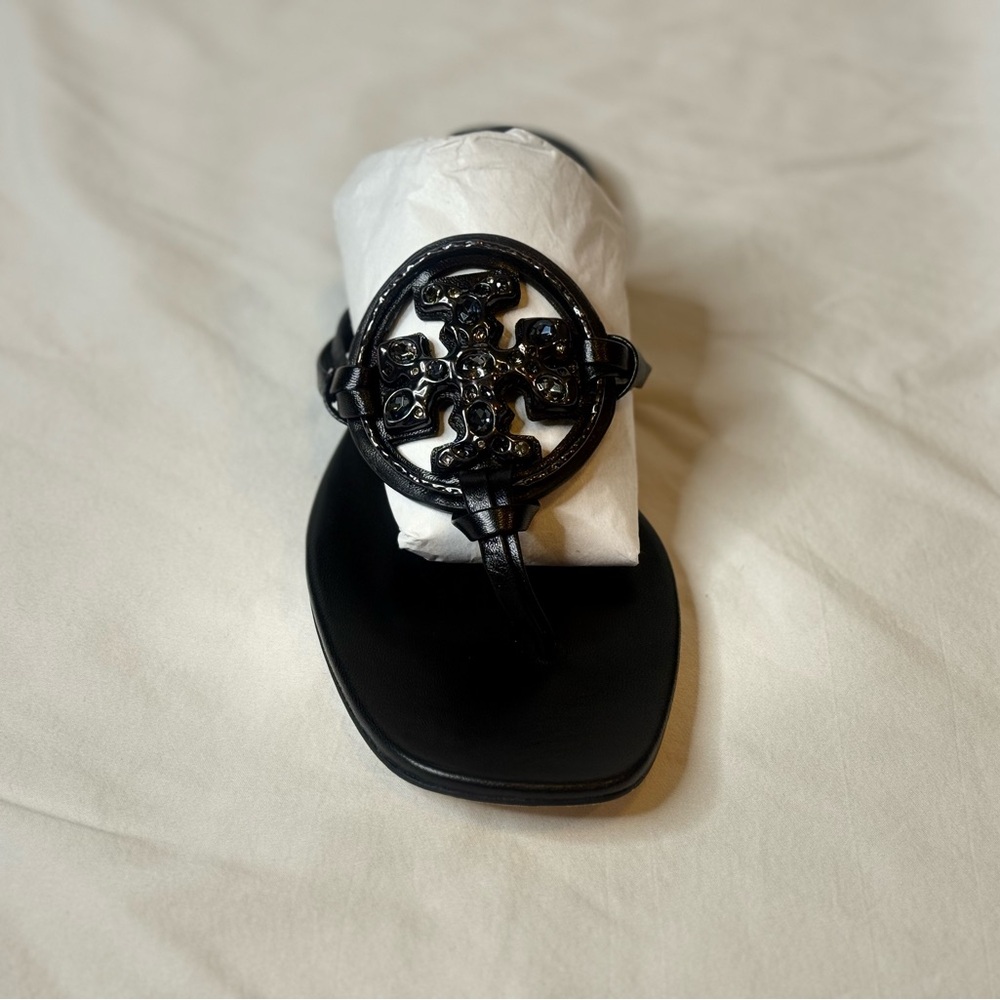 ๐๐๐๐ Tory Burch Jeweled Miller Nappa Leather Sandals - Picture 6 of 7